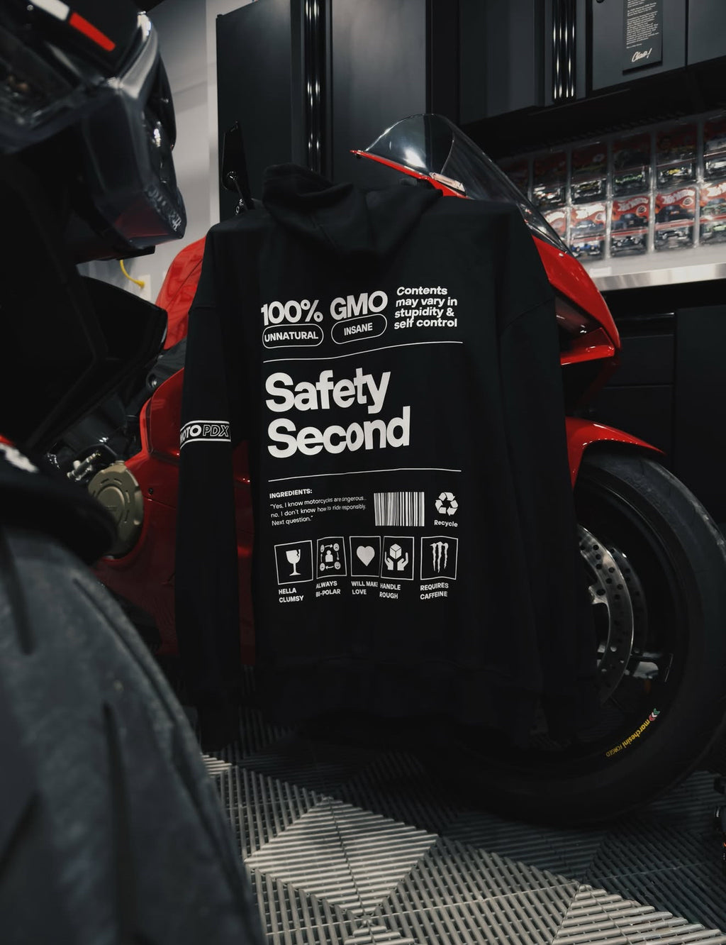 MotoPDX Heavyweight Oversized Riding Hoodie Felt Lined