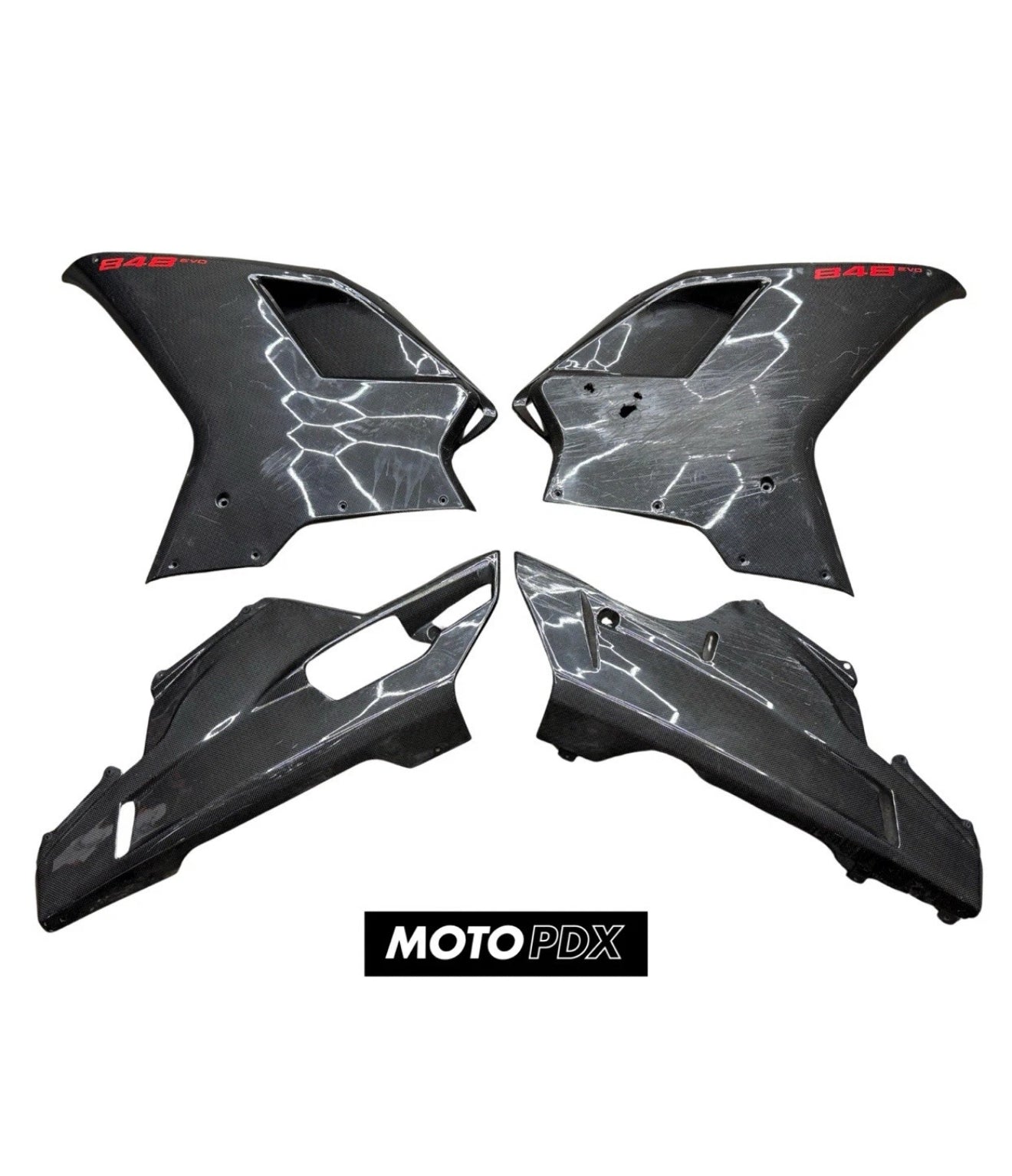 2008 - 2013 DUCATI 848 SIDE COVER FAIRINGS COWL PAIR AFTERMARKET Carbon Fiber